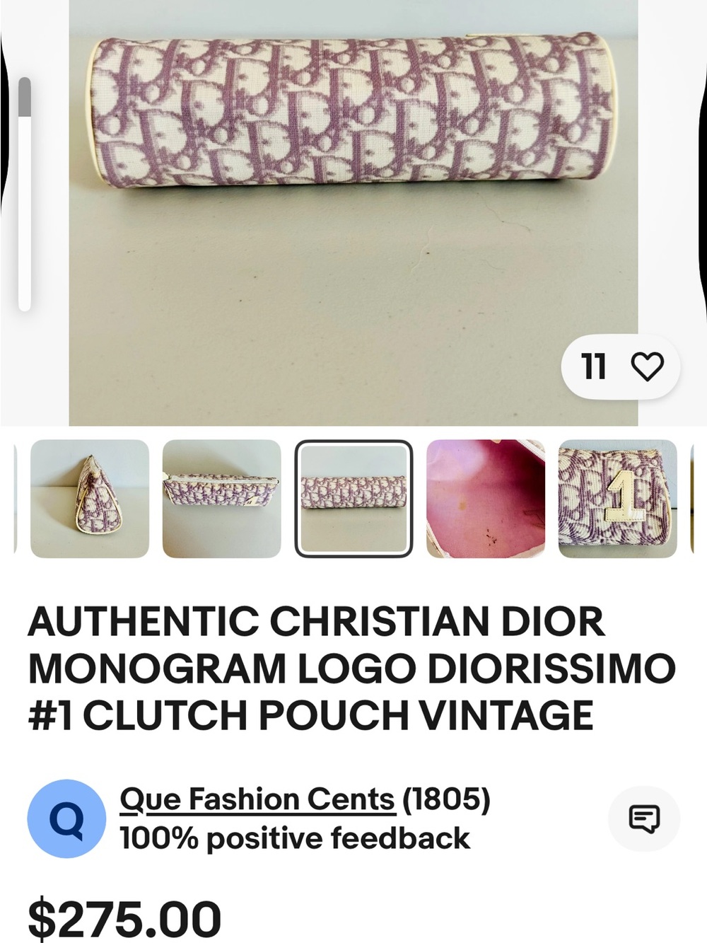 Dior Lavender Oblique Canvas Cosmetic Pouch with White '1' Appliqué ..Callouts - Picture 15 of 15